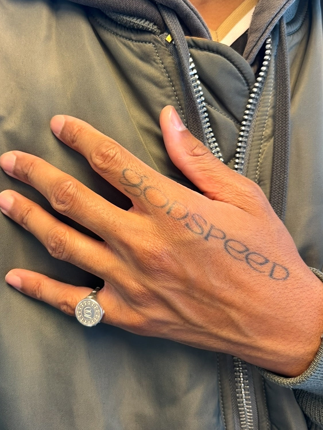 ‘100’ SIGNET SILVER RING