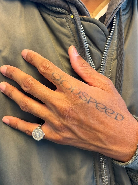 ‘100’ SIGNET SILVER RING