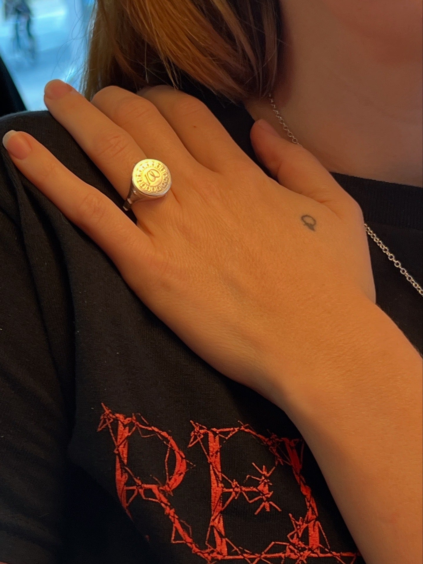 ‘100’ SIGNET SILVER RING